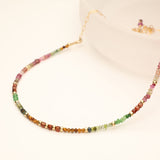 Autumn Rainbow Half Stone Integrated Gold Filled Necklace
