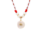 Pink Red Pearl Cord Necklace