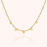 Five plate gold and turquoise necklace