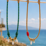 Three Diamond and Cord Necklace