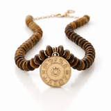 Chunky Coin Medallion Stone Necklace
