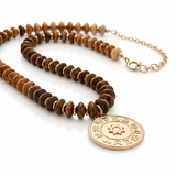 Chunky Coin Medallion Stone Necklace