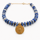 Chunky Coin Medallion Stone Necklace