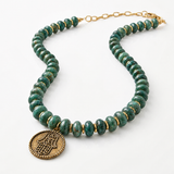 Chunky Vintage Hamsa Coin Stone Choker