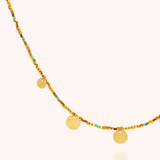 Five plate gold and turquoise necklace