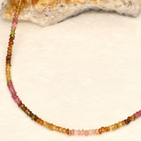 Dusty Rose and Brown Small Tourmaline Stone Gold Filled Necklace