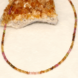 Dusty Rose and Brown Small Tourmaline Stone Gold Filled Necklace