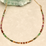Autumn Rainbow Half Stone Integrated Gold Filled Necklace