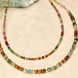 Autumn Rainbow Half Stone Integrated Gold Filled Necklace