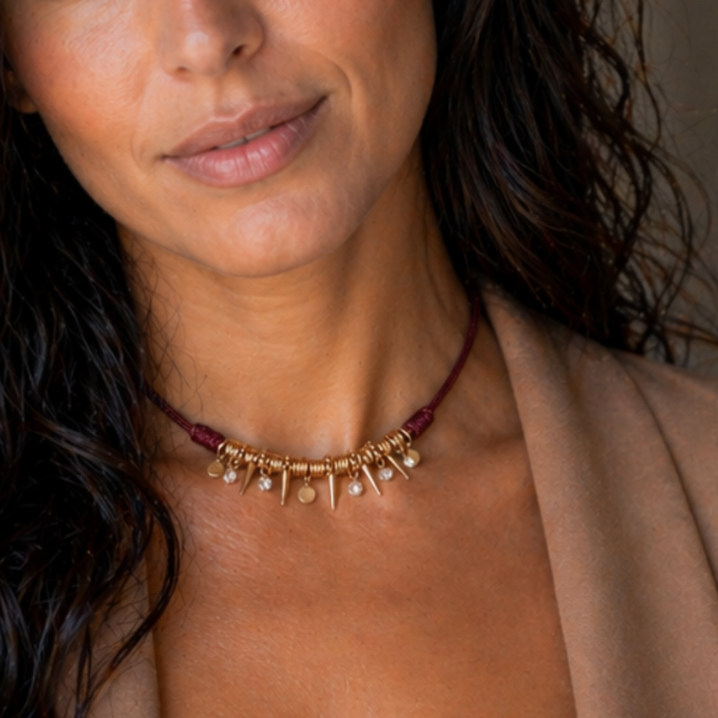 'Spikes and Stones' Cord Choker