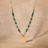 Emerald and Aquamarine Disc Necklace