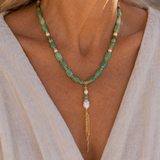 Chunky Colored Stone Fringed Necklaces
