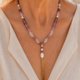 Chunky Colored Stone Fringed Necklaces