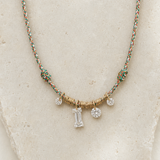 Multi Diamond Initial Cord Necklace