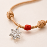 Star Of David Single Stone Cord Necklace