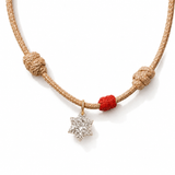 Star Of David Single Stone Cord Necklace