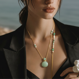 Antique Mint Green Perfume Bottle Necklace