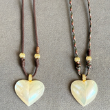 Mother of Pearl Puffy Heart Cord Choker