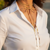 Pearl And Red Garnet Horse Bit Lariette