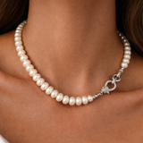 Classic Pearl Silver and Diamond Necklace