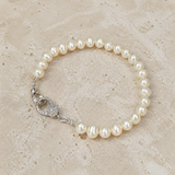 Pearl silver and diamond Bracelet