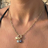 Heart Evil Eye and Birthstone Personalised Necklace