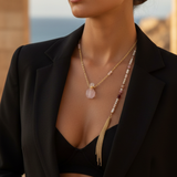 Antique Rose Quartz Perfume Bottle Necklace