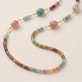 Large Blue Pink Stepping Stones Necklace