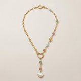 Candy Floss Pearl Heart Lariette Necklace