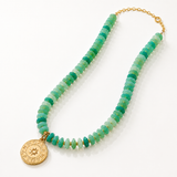 Chunky Coin Medallion Stone Necklace