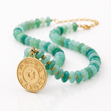 Chunky Coin Medallion Stone Necklace