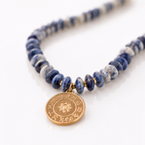 Chunky Coin Medallion Stone Necklace