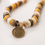 Chunky Vintage Hamsa Coin Stone Choker